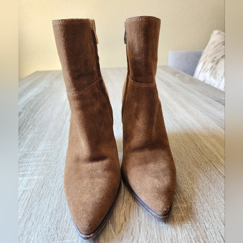 PAIGE Presley Suede Pointed Toe High Heel Booties Size 9 - Picture 4 of 8